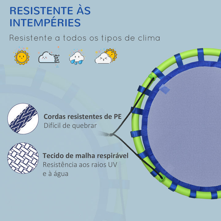Baloiço Infantil Ninho com Altura Ajustável Baloiço Redondo para Crianças de 3-8 Anos Carga Máxima 150 kg para Exterior Ø100x120-180 cm Azul