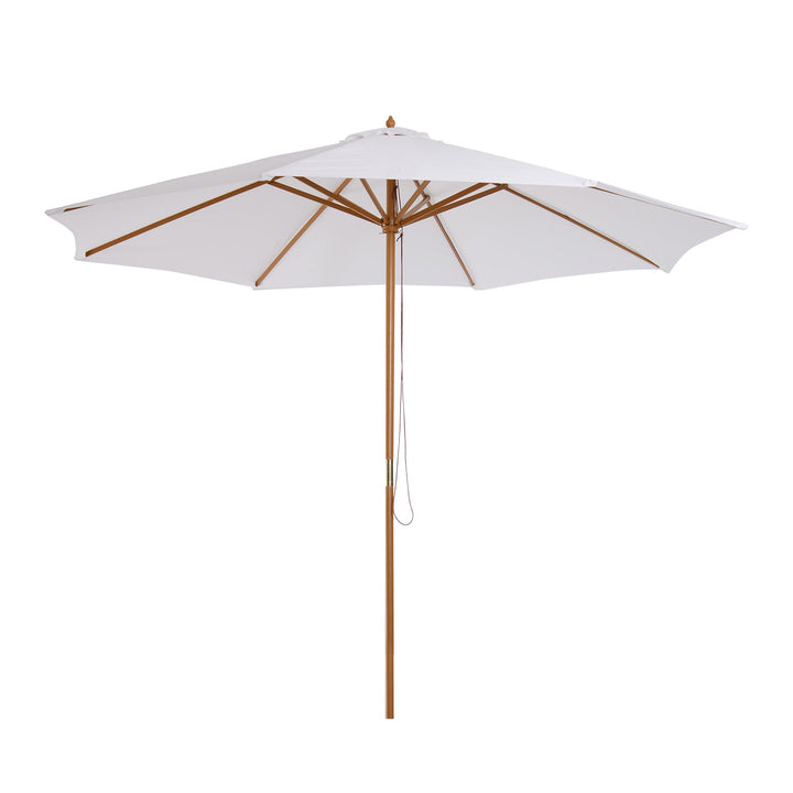 Guarda-sol Parasol Branco Creme Terraço De Madeira Praia Jardim Piscina Camping F300x250 cm