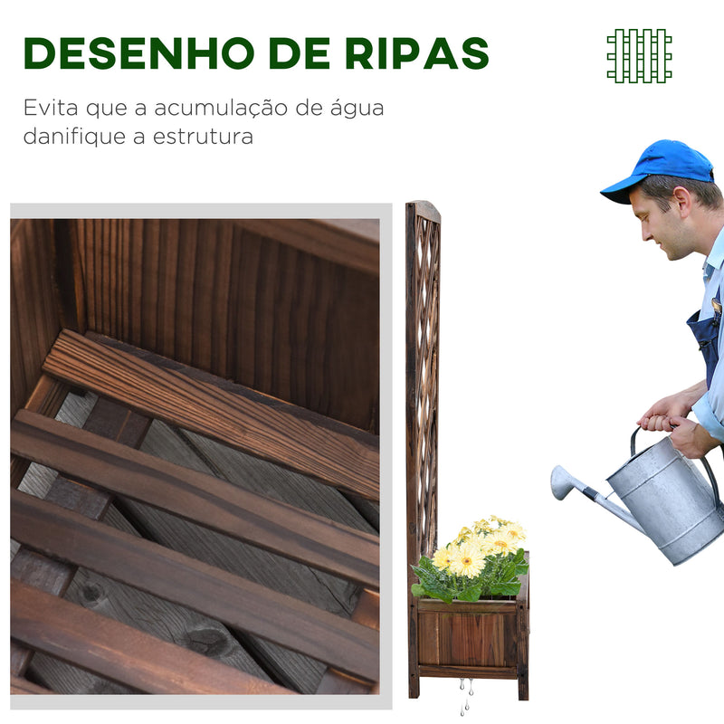 Floreira com Treliça de Madeira Caixa de Plantio com Suporte para Plantas Trepadeiras para Jardim varanda Pátio 60x30x122,5cm Marrom