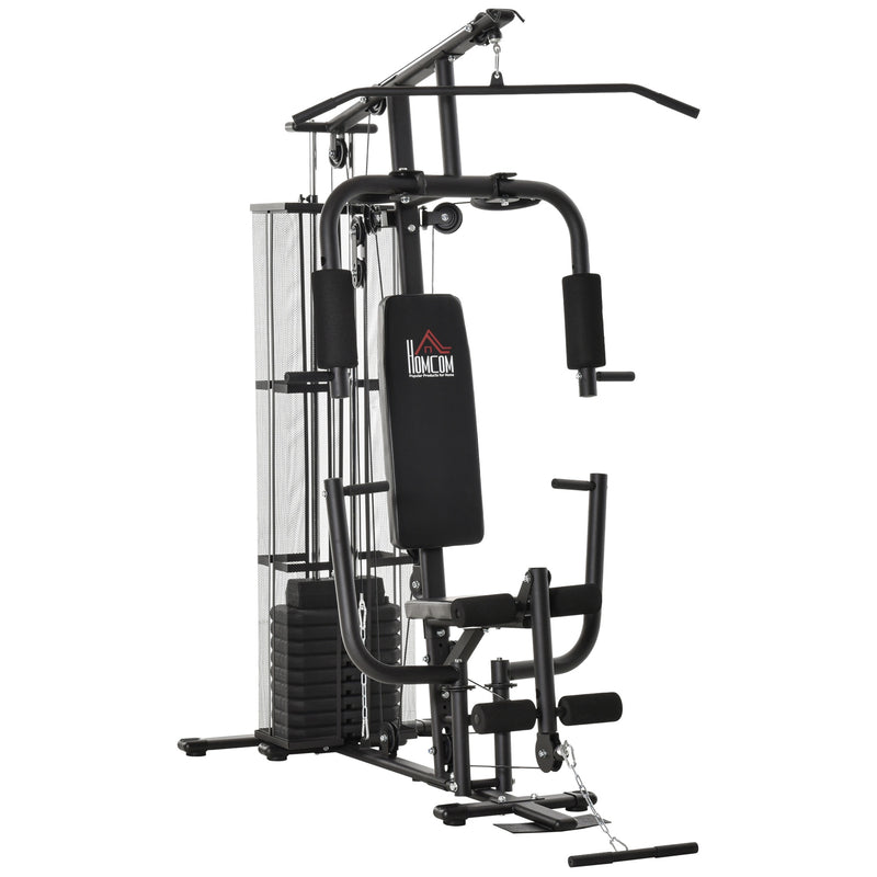 Multi Estação de Musculação com Estribo para Pernas Placas de Peso de 45kg Carga Máxima 120kg para Treinamento Fitness em Casa Academia 150x110x210cm Preto