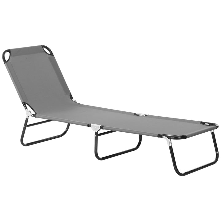 Espreguiçadeira Dobrável Reclinável com Ângulo Ajustável de 3 Posições para Exterior Carga 120 kg 190x56x28 cm Cinza