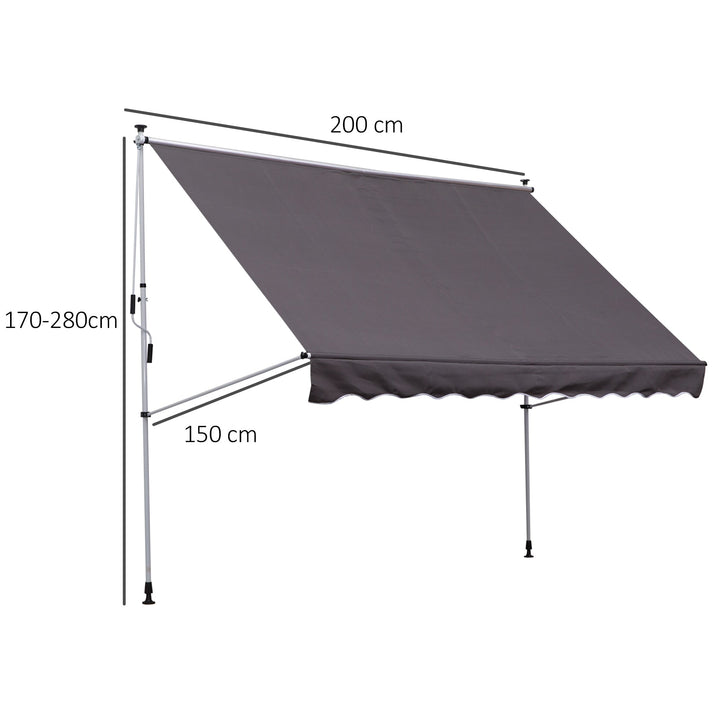 Toldo Manual Dobrável de Alumínio 3x1,5m Altura regulável com Manivela Toldos impermeáveis ao ar livre Toldos do pátio