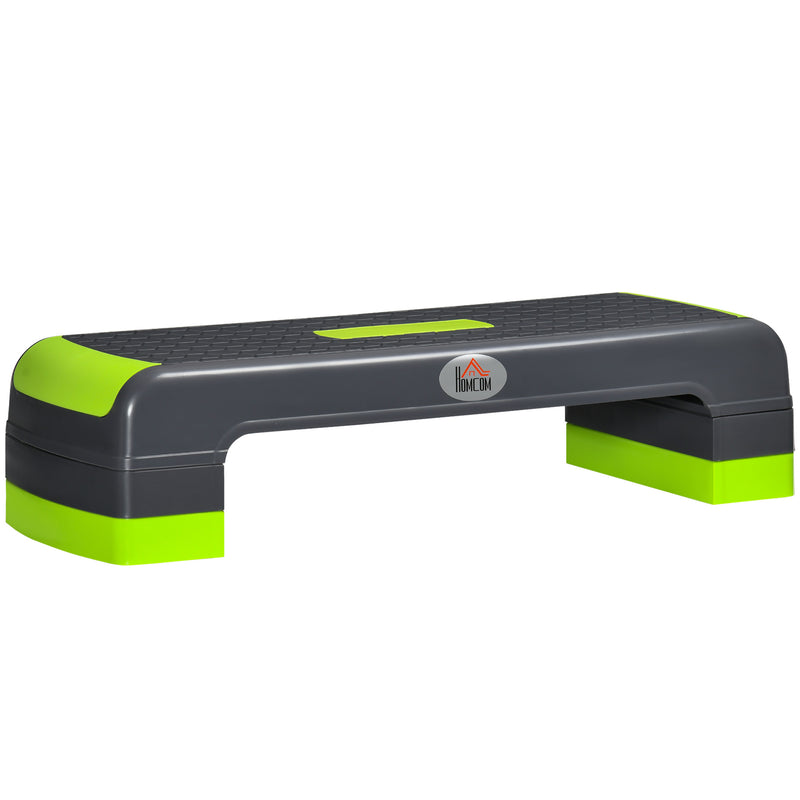 Plataforma Step Fitness Step de Aeróbico com Altura Ajustável de 10/15/20cm Plataforma de Exercício em Casa Ginásio Oficina Carga 150kg 78x28x20cm Verde e Cinza