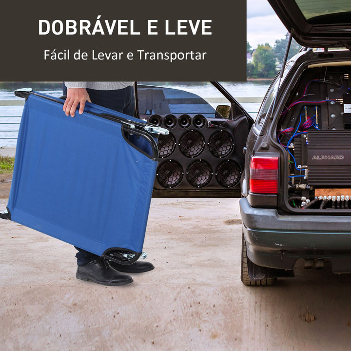 Espreguiçadeira dobrável reclinável com ângulo ajustável de 3 posições para exterior carga 120 kg 190x56x28 cm Azul