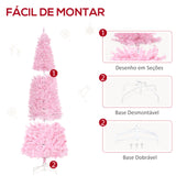 Árvore de Natal Artificial Altura 180cm Ignífugo com 618 Ramos 300 Luzes LED IP20 Folhas de PVC Abertura Automática Base Dobrável e Suporte Metálico Decoração de Natal para Interiores Rosa