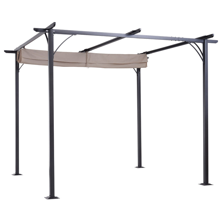 Pérgola para Jardim 3x3m com Telhado Retrátil Tecido de Poliéster Resistente à Água e UV
