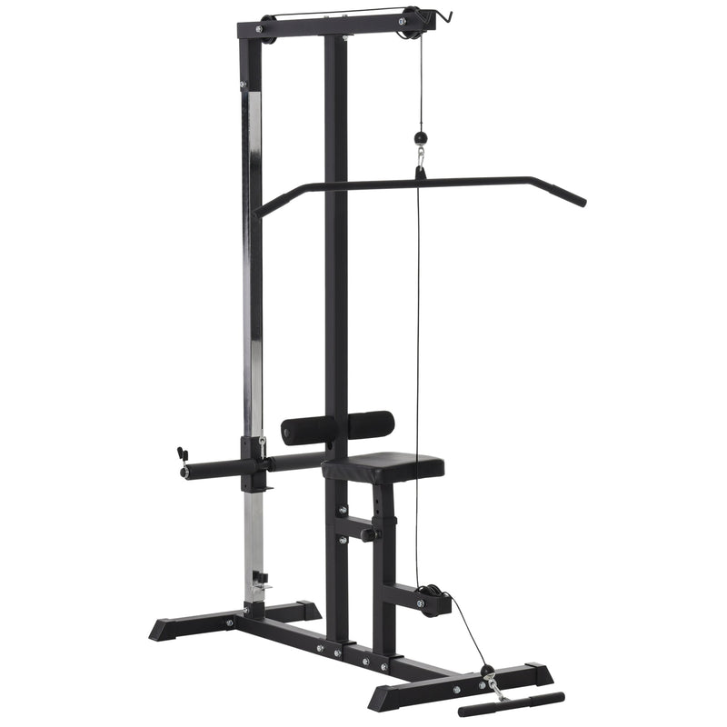 Máquina de Musculação Estação de Treinamento com Poleia e Assento Ajustável em Altura para Treinamento em Casa Academia Escritório Carga Máxima 100kg 107x120x190cm Preto