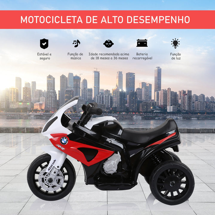 Mota Elétrica BMW Infantil para crianças acima de 18 meses 6V com Luzes e Música 66x37x44 cm vermelho