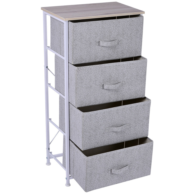 Cómoda Organizador com 4 Gavetas de tecido para sala de estar quarto 45x30x92cm