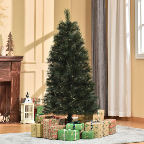 Árvore de Natal 150cm Artificial com 219 Agulhas de Pinheiro de PVC Ignífugo Base Dobrável e Suporte de Aço Montagem Rápida Decoração de Natal para Interiores Verde
