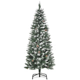 Árvore de Natal Artificial Ø55x150cm com 464 Ramas e 28 Pinhas Folhas de PVC Base Dobrável e Suporte Metálico Decoração de Natal para Interiores Verde