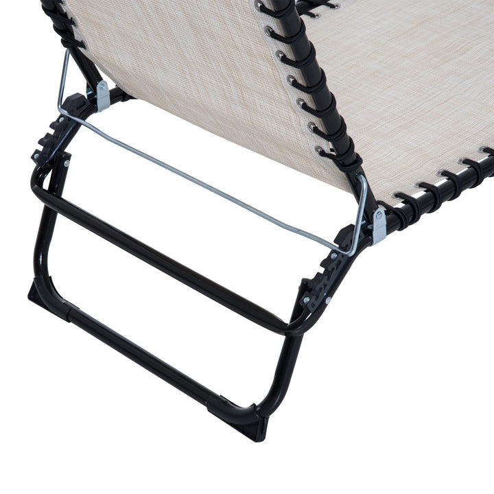 Espreguiçadeira dobrável Espreguiçadeira de praia ajustável com encosto ajustável Fácil de transportar para Praia Piscina 197x58x76cm cor Creme Branco