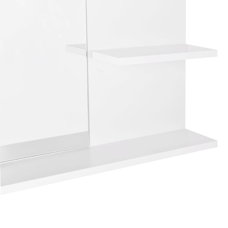 Espelho de parede para banheiro com 3 prateleiras 60x10x48 cm Branco