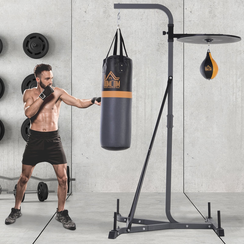 Saco de boxe com suporte ajustável em altura em 4 níveis 166,5cm - 181,5cm inclui Velocidade da bola 104x156x202cm