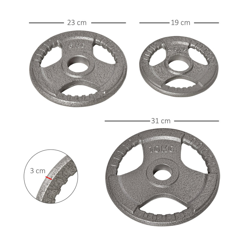 Conjunto de 6 Discos de Peso 35kg Discos Olimpicos com Orifício Central de Ø5,4cm para Treinamento em Casa Academia Prata