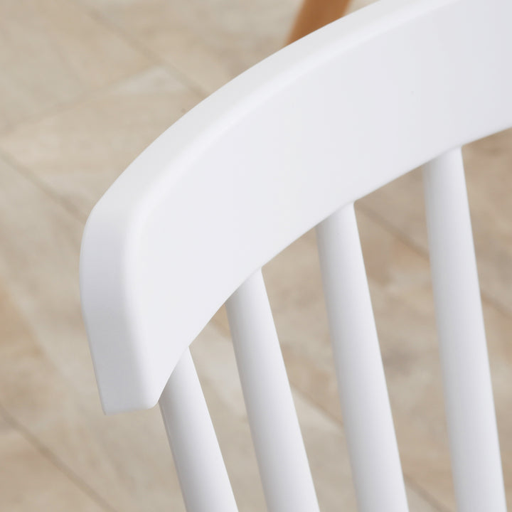 Conjunto de 4 Cadeiras Estilo Nórdico Cadeiras de Cozinha com Encosto Alto Assento de Polipropileno e Pés de Madeira de Faia Carga Máx. 120kg 43x52,5x83cm Branco e Madeira