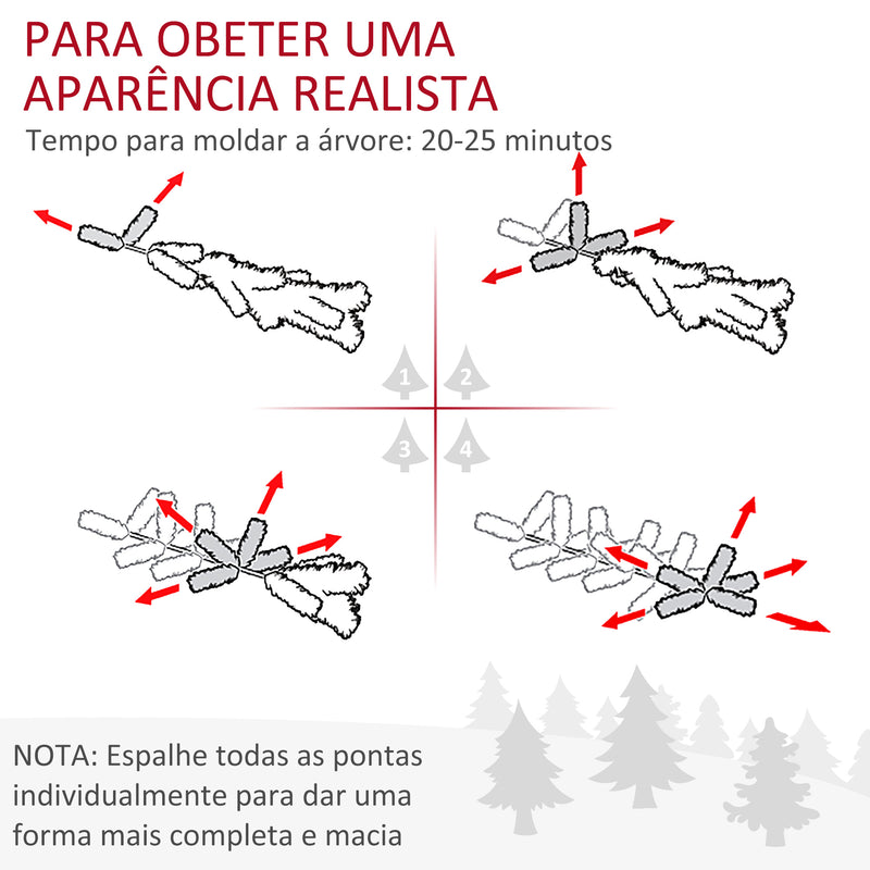 Árvore de Natal Artificial 180cm com 782 Ramos 56 Pinhas Folhas de PVC Base Dobrável e Suporte Metálico Decoração de Natal para Interiores Verde