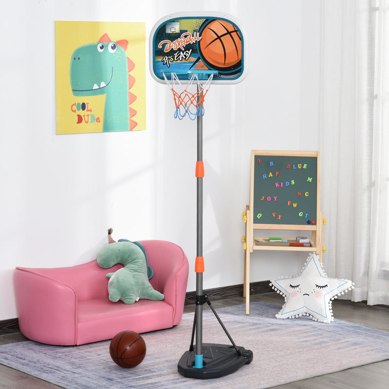 Tabela de basquetebol para crianças acima de 6 anos com suporte de altura ajustável e base recarregável incluídos 32x65x126-158 cm