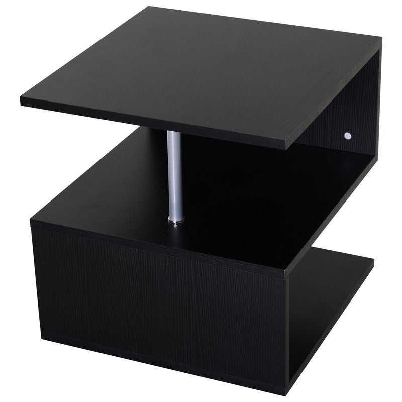 Mesa de centro de sala de jantar de forma S com 2 Níveis Abertos Elegante 50x50x50 cm Preto