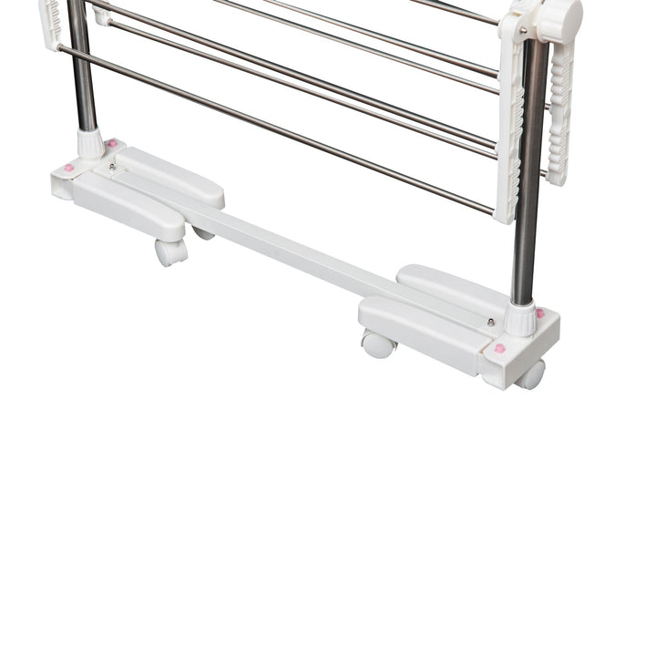 Estendal de Roupa tipo Pendurador Móvel Branco e Aço Inoxidável (80-142) x 55 x 178 cm