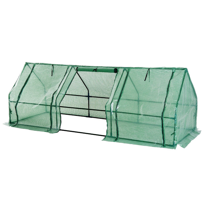 Estufa pequena com janelas - Cor verde - Tubos de aço e PE 140 g / m2 - 270x90x90cm