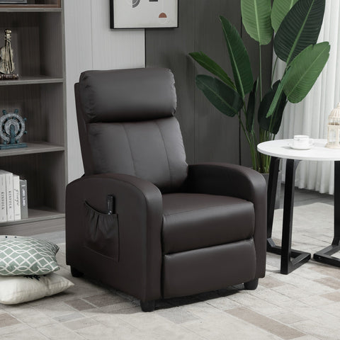 Poltrona de Massagem Poltrona Relax Reinclinável com Controle Remoto 2 Zonas de Massagem 8 Programas 5 Níveis de Intensidade Estofado em PU 68x88x98cm Marrom
