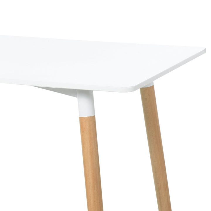Mesa de jantar estilo nórdico com pernas de madeira 120x60x75 cm branco