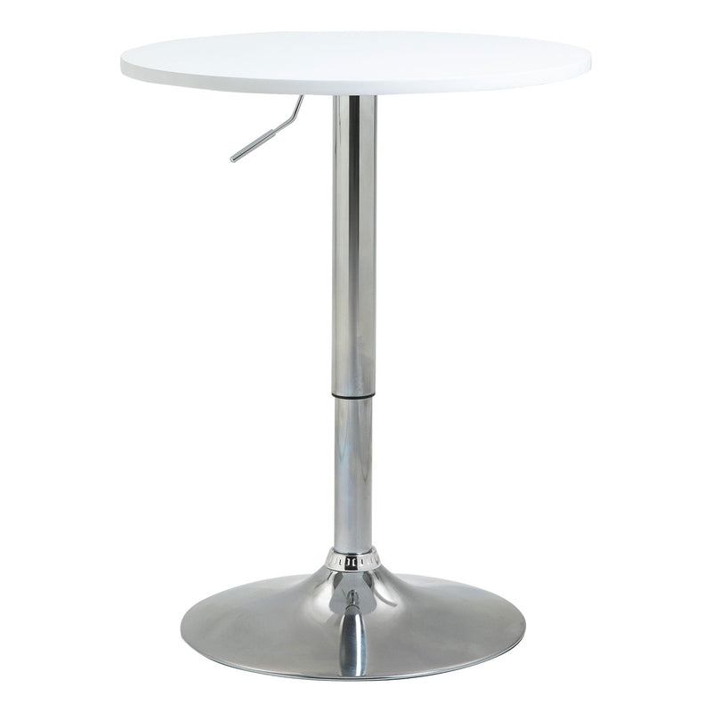 Mesa de bar ajustável em altura com base redonda e antideslizante para cozinha sala de jantar Ø60x69-93 cm Branco