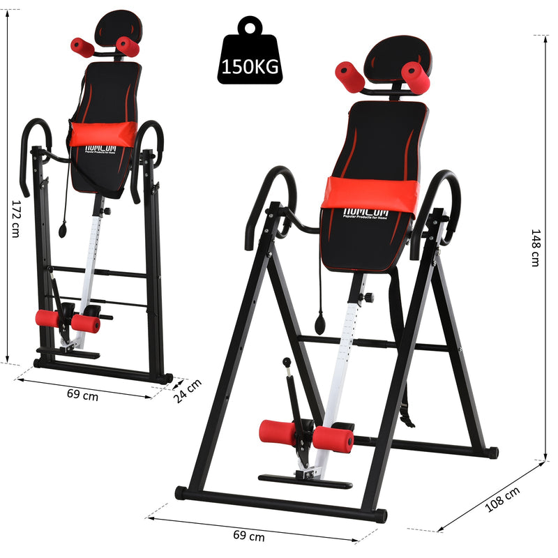 Mesa de Inversão Dobrável com Cintura Acolchoada e Cinto de Segurança Carga Máxima 150 kg