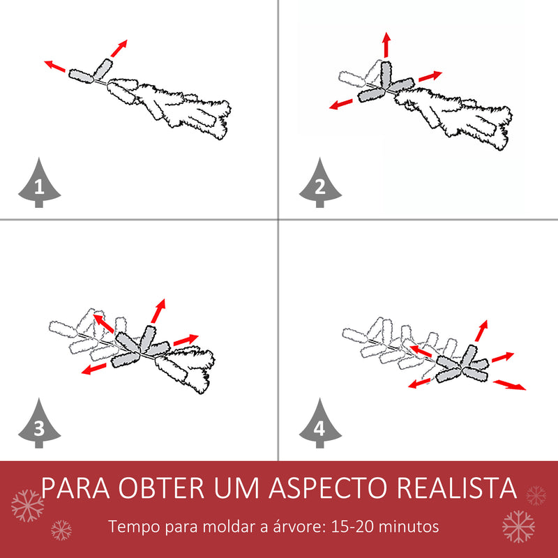 Árvore de Natal Artificial 150cm Ignífugo com 408 Ramos 28 Bagas 24 Pinhas Folhas de PVC e Suporte Metálico Decoração de Natal para Interiores Verde