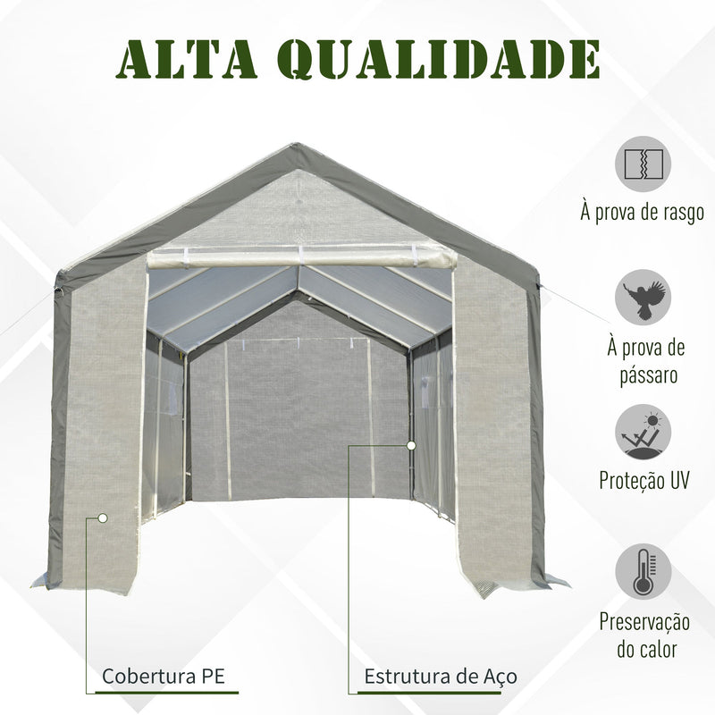 Estufa Jardim com 2 portas e 6 janelas enrolaveis 600x300x280 cm Branco