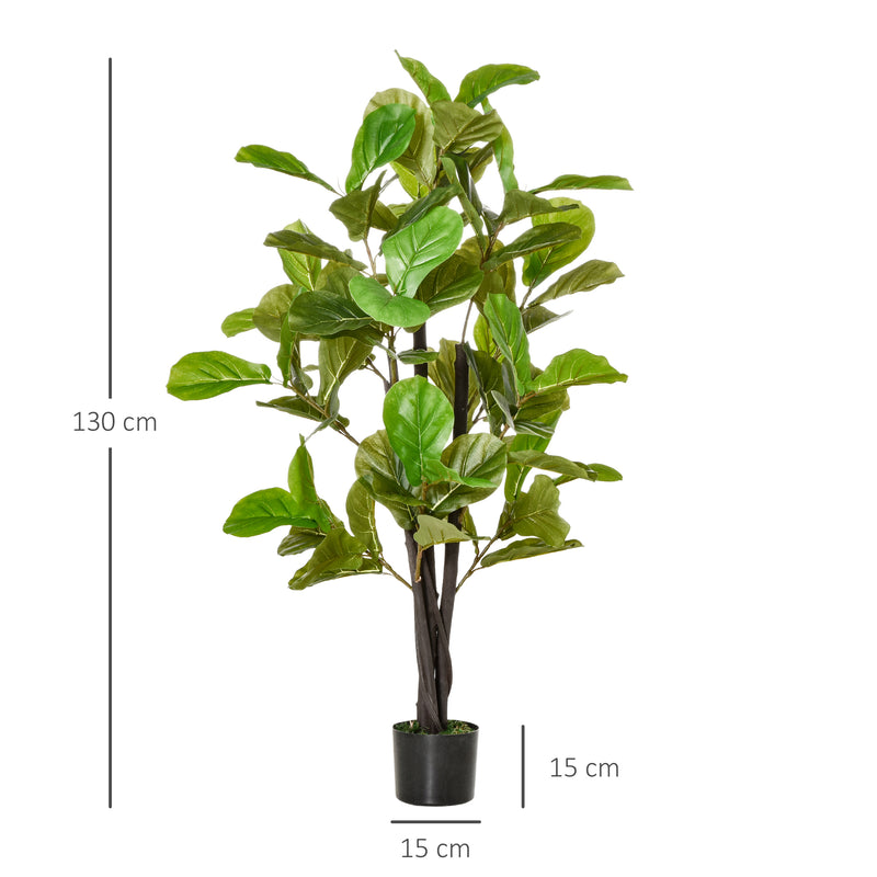 Planta Artificial Ficus 130 cm com 78 Folhas e Vaso de Planta Artificial Decorativa para Interior e Exterior Casa Sala de Estar Escritório Verde