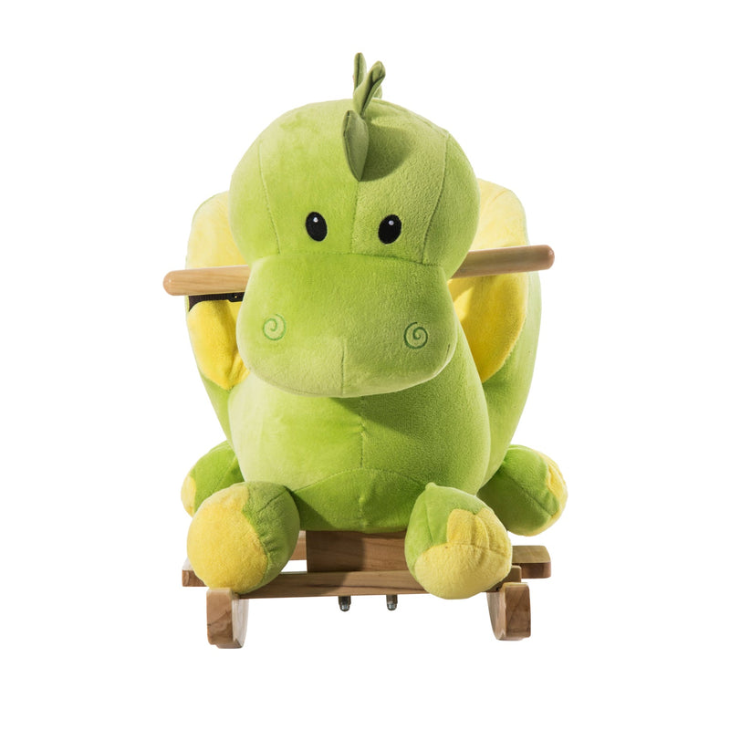 Cavalo de balanço de dinossauro para crianças acima de 18 meses - Verde - 60x33x45 cm