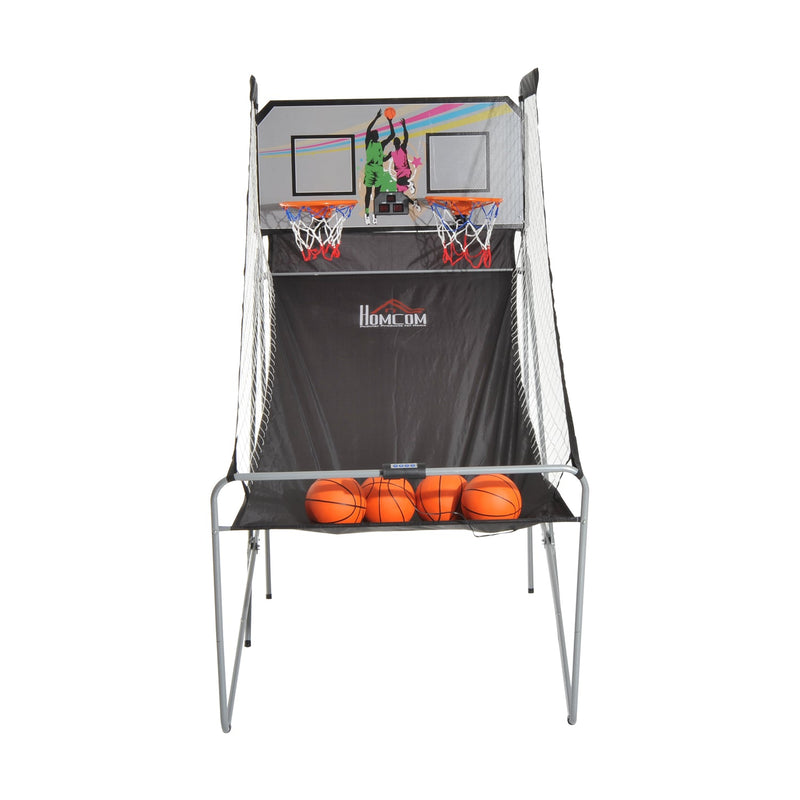 Conjunto de tabelas de Basquetebol Dobráveis e Portáteis de aço Cor Preto e Branco 205x110x205 cm