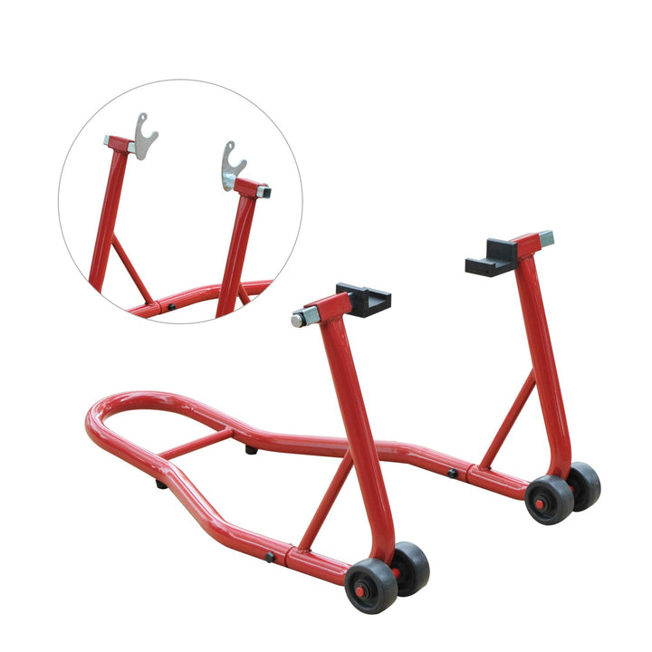 Descanso de Mota Suporte Traseiro Universal Portátil e Móvel – Cor Vermelho – Aço – 80x50x40 cm