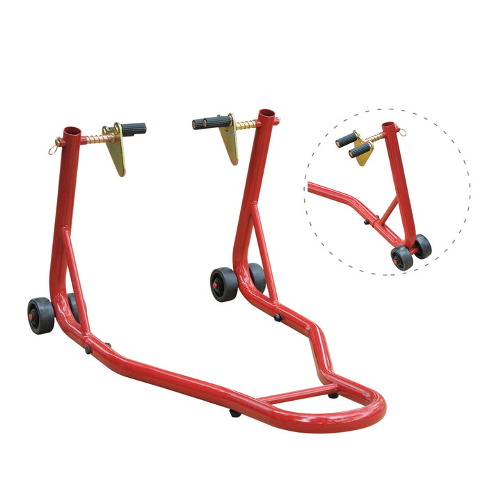 Cavalete Universal tipo Suporte Dianteiro de Mota Portátil e Móvel – Cor Vermelho – Aço – 80x50x40 cm