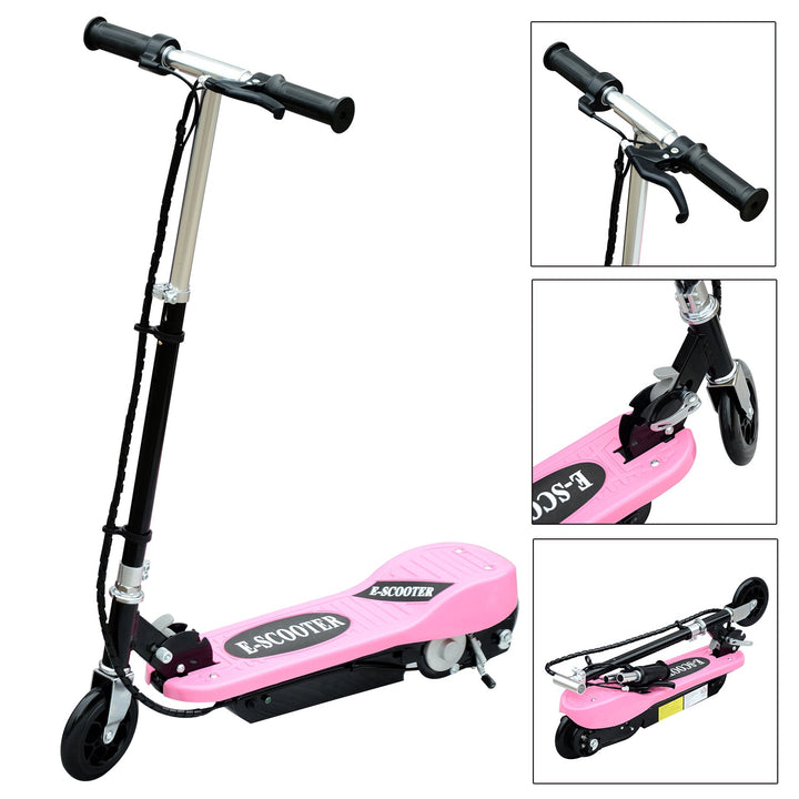 Trotinete Eléctrico Tipo Scooter com Guiador Ajustável – Cor Rosa - 81.5x37x96cm