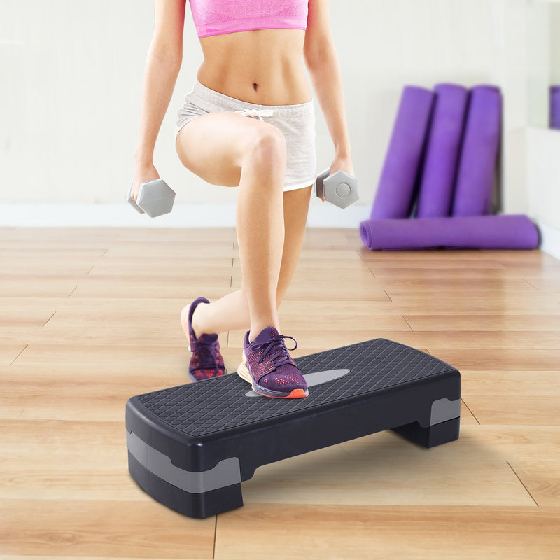 Tábua plataforma Step para Desporto com Altura Regulável a 2 níveis de carga 150 KG 68x29 cm