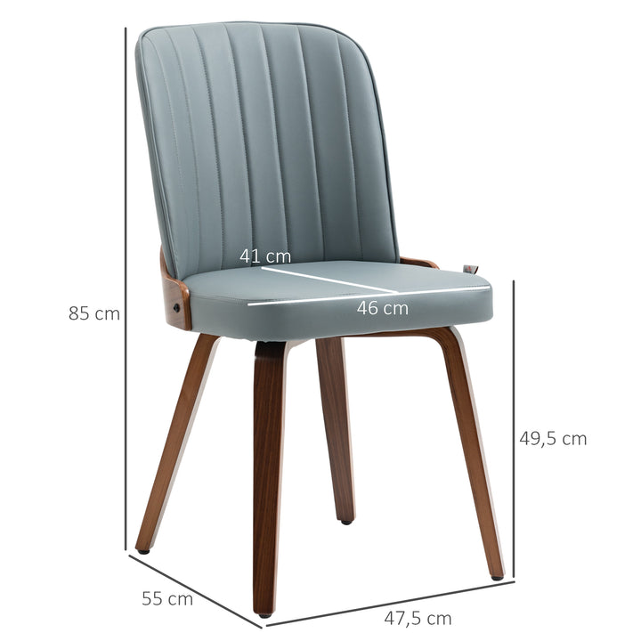 Conjunto de 2 Cadeiras de Sala de Jantar Modernas Cadeiras de Cozinha com Assentos Estofados em PU e Pés de Madeira Carga Máxima 120kg 47,5x55x85cm Cinza e Madeira