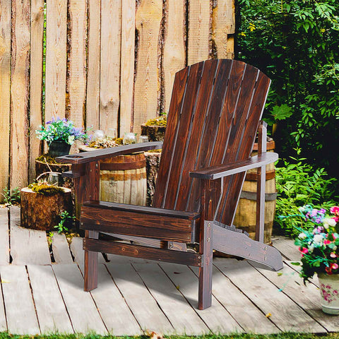 Cadeira Adirondack de Madeira Cadeira de Jardim com Apoio para os Braços Encosto Alto para Terraço Balcão Exterior 72,5x97x96cm Marrom