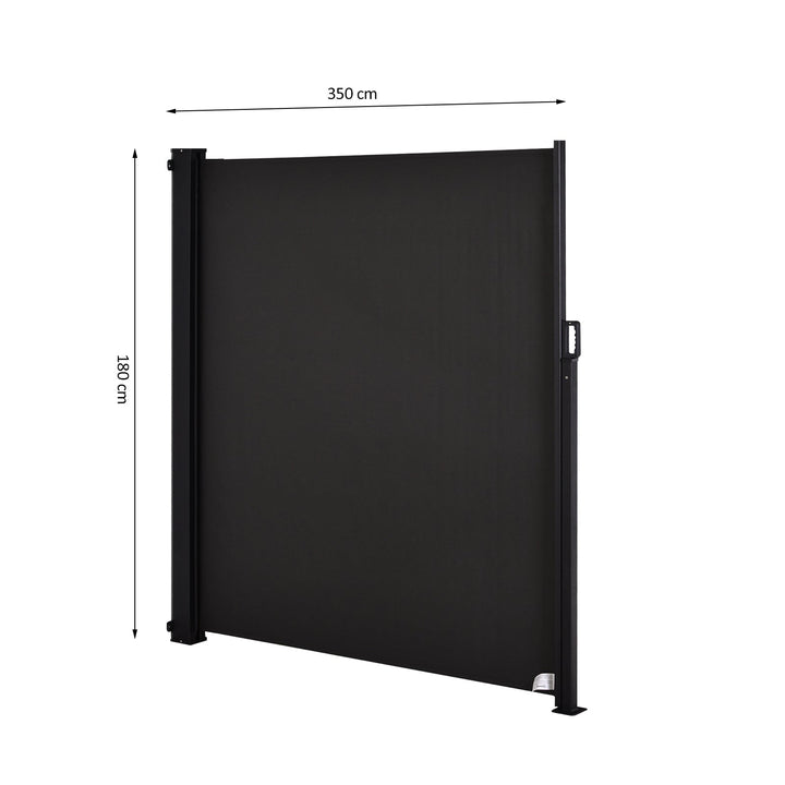 Toldo Lateral Retrátil para Terraço de Jardim ou Pátio Poliéster 350x180cm Cinza Escuro
