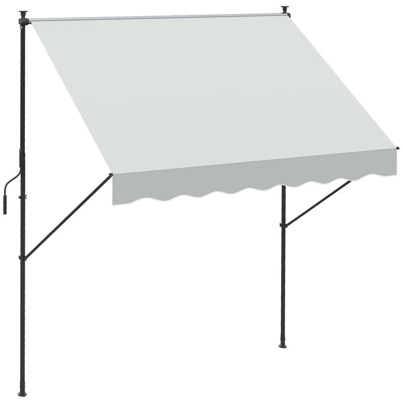 Toldo Manual Retrátil 200x170x200-290cm Toldo Ajustável com Manivela Proteção Solar UV40+ para Varanda Jardim Creme