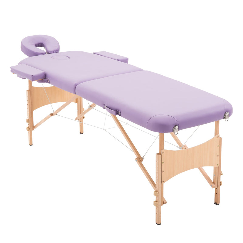 Marquesa Dobrável para Fisioterapia - Cor Roxo - Madeira de Faia e PU - 182x60 cm