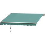 Toldo de Alumínio Manual Dobrável 395x245 cm com Manivela para Varanda Pátio Jardim e Terraço Tecido de Poliéster 280g m² - Verde Escuro