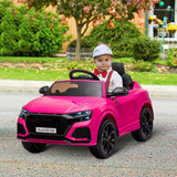 Carro Elétrico Infantil acima de 3 anos Licença Audi RS Q8 com Bateria 6V Controle a Distância Música MP3 Buzina e Luzes Velocidade Máx. 3km/h 101x62x51cm Rosa