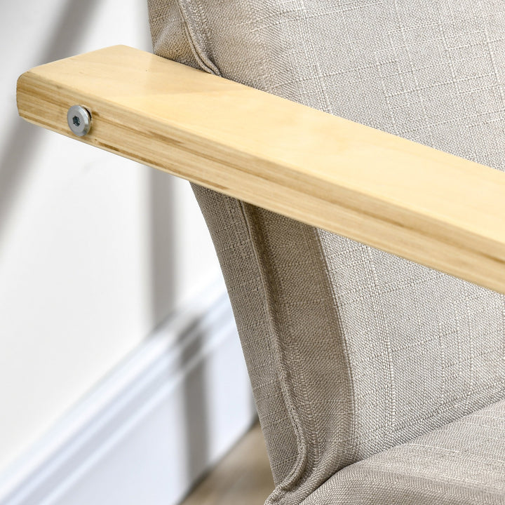 Poltrona Otomana de Sala de Estar Estofada em Tecido Poltrona Moderna com Encosto Alto Apoio para os Braços e Almofada Removível para Dormitório Escritório Carga Máxima 120kg 67x69x100cm Cinza