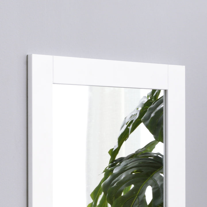 Espelho de Casa de Banho 50x11,x5x60cm Espelho de Parede Moderno com Prateleira de Armazenamento e Estrutura de Madeira para Dormitório Casa de Banho Branco