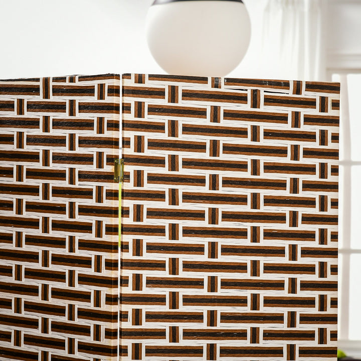 Biombo Separador de Ambientes de 4 Paineis Biombo Dobrável 180x180cm Separador de Ambientes Decoração Elegante para Dormitórios Sala de Estar Cozinha Marrom e Branco