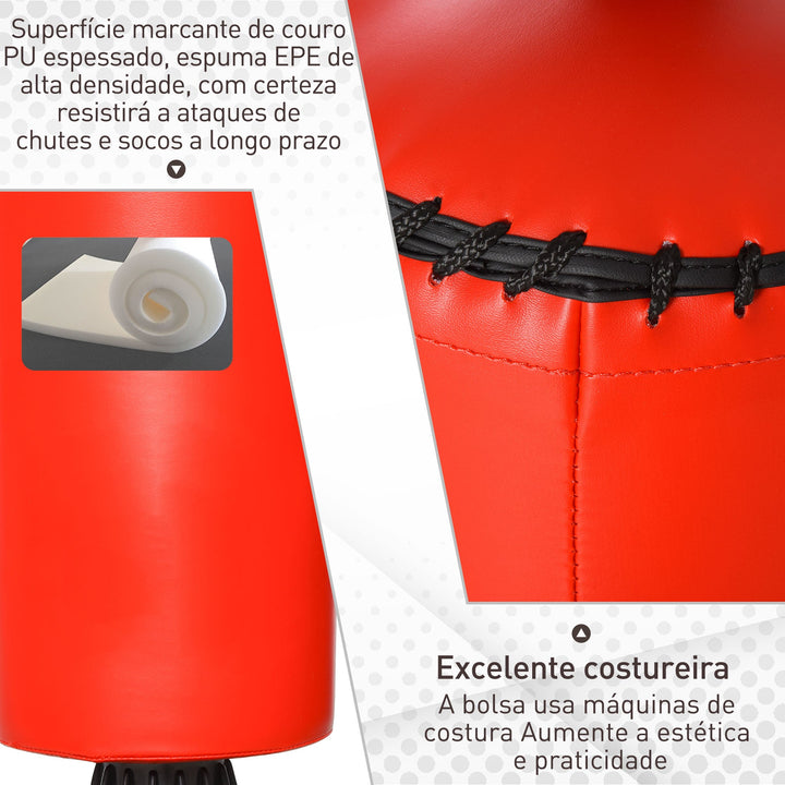 Saco de perfuração em pé com barra giratória e Bola de punção 360 ° para adultos e crianças 88x48x155-205 cm Preto e vermelho