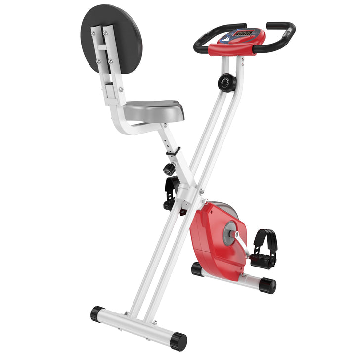 Bicicleta Estática Dobrável com assento ajustável Ecrã LCD Aço 43x97x109 cm Vermelho
